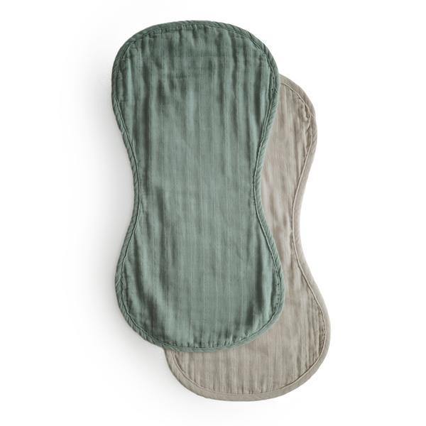 mushie burp cloth roman green and fog