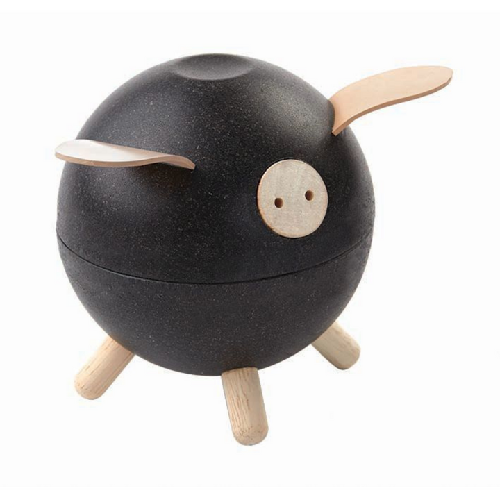 Wooden Piggy Bank - Black - The Crib