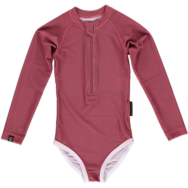 Garnet Ribbed Long Sleeve Swimsuit - The Crib