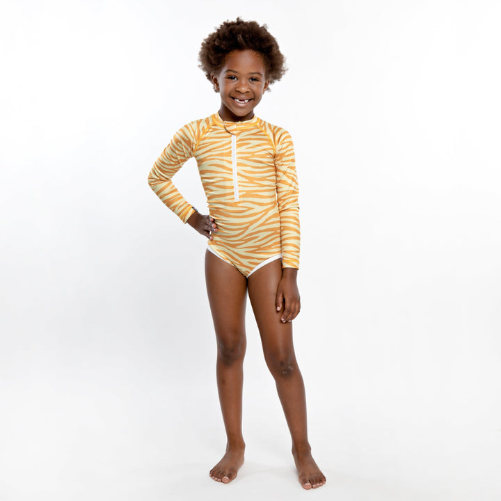 Golden Tiger Long Sleeve Swimsuit - The Crib