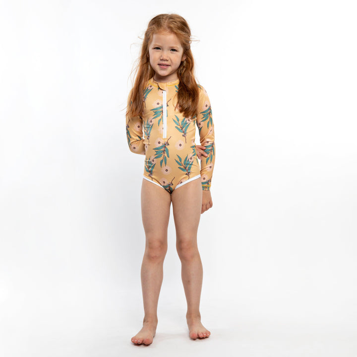 Golden Wattle Long Sleeve Swimsuit - The Crib