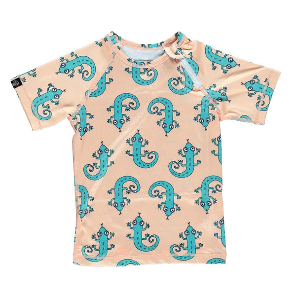 Green Lizard Kids T-Shirt - Peach