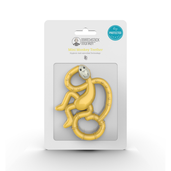 Matchstick Monkey Mini Monkey Teether Yellow