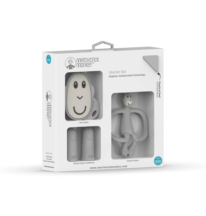 Matchstick Monkey Teething Starter Set Cool Grey