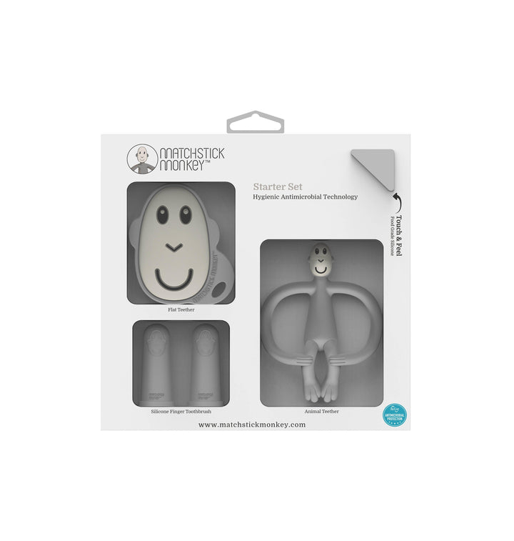 Matchstick Monkey Teething Starter Set Cool Grey